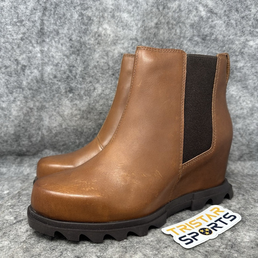 Sorel Joan of Arctic Wedge Chelsea Boots Womens Size 9 Hazelnut Brown Waterproof